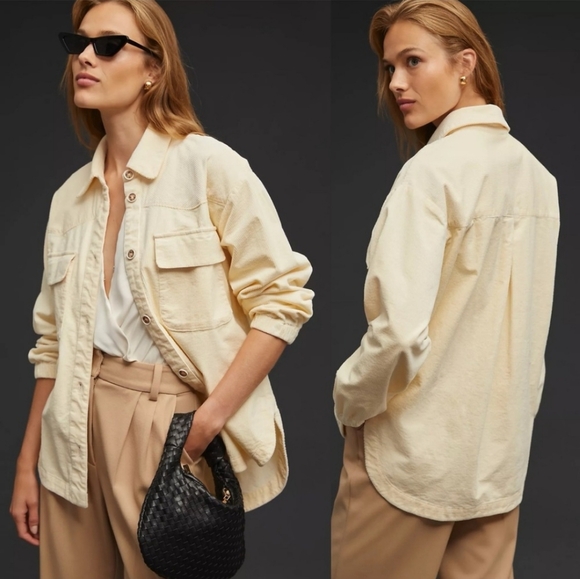 Maeve By Anthropologie Shacket Shirt Jacket Pockets Corduroy Sz Medium - Picture 1 of 5